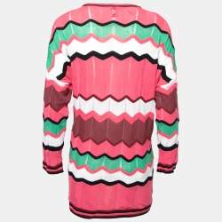 Pre Owned كارديغان إم ميزوني قطن تريكو وردي بأزرار أمامية مقاس كبير - لارج