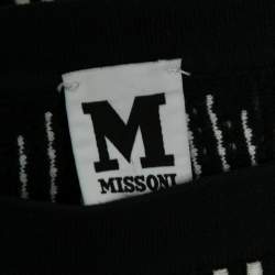 Pre Owned M Missoni Monochrome Patterned Knit Short Sleeve Top XS
