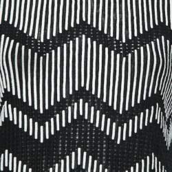 Pre Owned M Missoni Monochrome Patterned Knit Short Sleeve Top XS