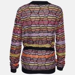 Pre Owned M Missoni Multicolor Knit Belted Cardigan L