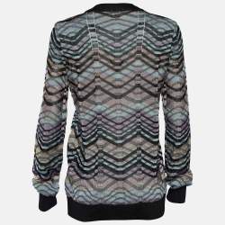 Pre Owned كارديغان إم ميزون تريكو متعدد الألوان بأزرار أمامية مقاس كبير - لارج