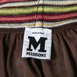 Pre Owned M Missoni Multicolor Textured Knit Turtleneck Sleeveless Belted Dress M