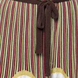 Pre Owned M Missoni Multicolor Textured Knit Turtleneck Sleeveless Belted Dress M