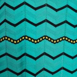 Pre Owned M Missoni Green Chevron Pattern Perforated Knit Maxi Dress L