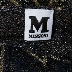 Pre Owned M Missoni Navy Blue & Gold Chevron Pattern Lurex Knit Dress S