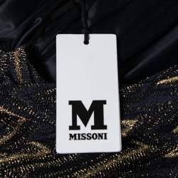 Pre Owned M Missoni Navy Blue & Gold Chevron Pattern Lurex Knit Dress S
