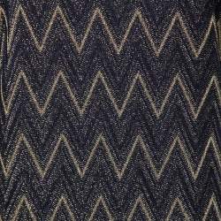 Pre Owned M Missoni Navy Blue & Gold Chevron Pattern Lurex Knit Dress S
