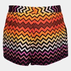 Pre Owned Missoni Multicolor Chevron Patterned Knit Shorts M