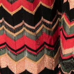 مملوكة مسبقًا فستان ميني أم ميسوني نمط شيفرون متعدد الألوان أكمام طويلة رقبلة مربعة مقاس صغير