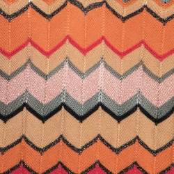 مملوكة مسبقًا فستان ميني أم ميسوني نمط شيفرون متعدد الألوان أكمام طويلة رقبلة مربعة مقاس صغير