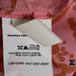 Pre Owned فستان إم ميسوني حرير مطبوع وردي مزين مكشكشة صدرية مزخرفة مقاس متوسط (ميديوم)