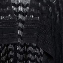 Pre Owned M Missoni Black Wave Knit Waterfall Collar Open Front Cardigan S