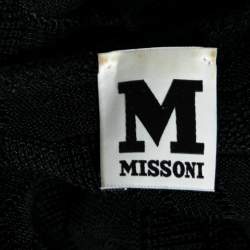 Pre Owned M Missoni Black Wave Knit Waterfall Collar Open Front Cardigan S