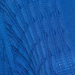 M Missoni Blue Ribbed Knit Open Front Cardigan M