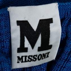 M Missoni Blue Ribbed Knit Open Front Cardigan M