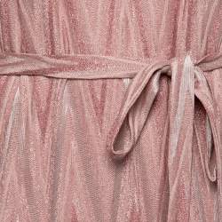 Pre Owned Missoni Pink Zig-Zag Patterned Knit Maxi Dress XL