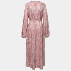 Pre Owned Missoni Pink Zig-Zag Patterned Knit Maxi Dress XL