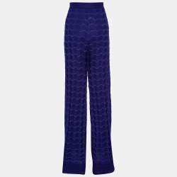 Pre Owned M Missoni Purple Chevron Knit Palazzo Trousers L