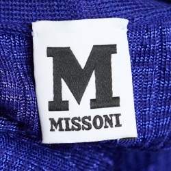 Pre Owned M Missoni Purple Textured Knit Open Front Cardigan XL