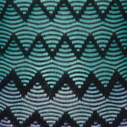 Pre Owned M Missoni Black Zig Zag Knit Sleeveless Maxi Dress L