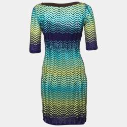 Pre Owned M Missoni Multicolor Chevron Patterned Knit Mini dress S