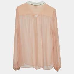 Pre Owned M Missoni Pale Pink Silk Button Front Sheer Shirt M