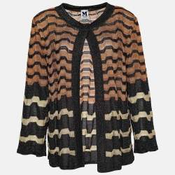 Pre Owned M Missoni Brown Lurex Knit Long Sleeve Shrug M
