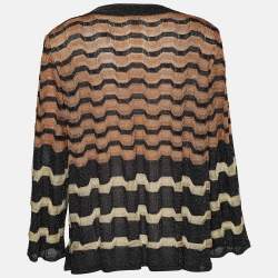 Pre Owned M Missoni Brown Lurex Knit Long Sleeve Shrug M