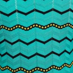 Pre Owned M Missoni Green Knit Zig Zag Pattern Maxi Dress M