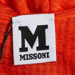 Pre Owned M Missoni Orange Pattern Knit Sleeveless Maxi Dress L