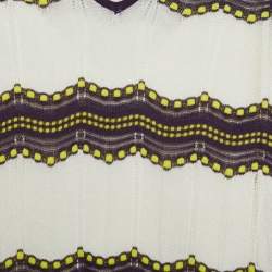 Pre Owned M Missoni White Cotton Knit Contrast Detail Maxi Dress S