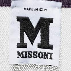 Pre Owned M Missoni White Cotton Knit Contrast Detail Maxi Dress S