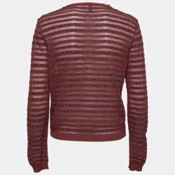Pre Owned M Missoni Burgundy Lurex Knit Button-Front Cardigan M