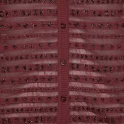Pre Owned M Missoni Burgundy Lurex Knit Button-Front Cardigan M