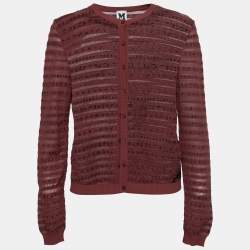 Pre Owned M Missoni Burgundy Lurex Knit Button-Front Cardigan M