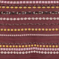 Pre Owned M Missoni Burgundy Patterned Lurex Knit Sleeveless Maxi Dress L