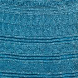 Pre Owned M Missoni Blue Patterned Lurex Knit Sleeveless Maxi Dress L