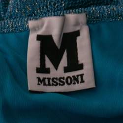 Pre Owned M Missoni Blue Patterned Lurex Knit Sleeveless Maxi Dress L