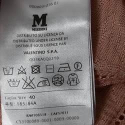 Pre Owned M Missoni Pink Patterned Knit Belted Open Shrug S