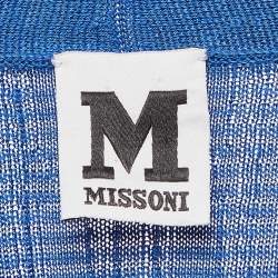 M Missoni Blue Ribbed Knit Open Front Cardigan M