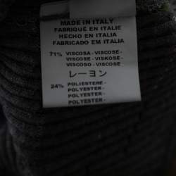 Pre Owned M Missoni Vintage Grey Metallic Striped Ribbed Knit Top L