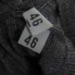 Pre Owned M Missoni Vintage Grey Metallic Striped Ribbed Knit Top L