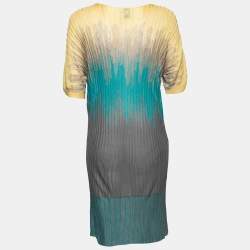 Pre Owned M Missoni Multicolor Patterned Ribbed Knit Midi Dress M