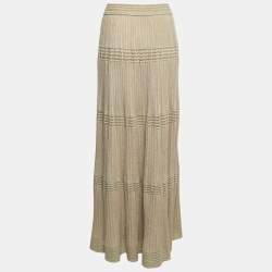 Pre Owned M Missoni Gold Lurex Knit Pleated Maxi Skirt M