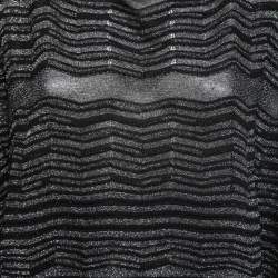 Pre Owned M Missoni Black Patterned Lurex Knit Poncho Top One Size