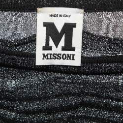 Pre Owned M Missoni Black Patterned Lurex Knit Poncho Top One Size