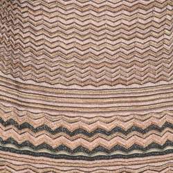 Pre Owned M Missoni Beige Chevron Patterned Lurex Knit Top M