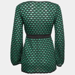 Pre Owned M Missoni Green Patterned Knit V-Neck Top M