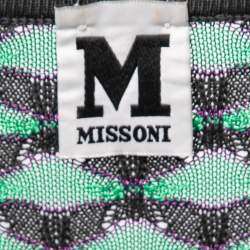 Pre Owned M Missoni Green Patterned Knit V-Neck Top M