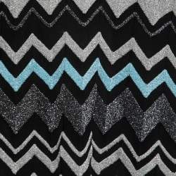 Pre Owned M Missoni Black Metallic Chevron Patterned Knit Midi Dress M